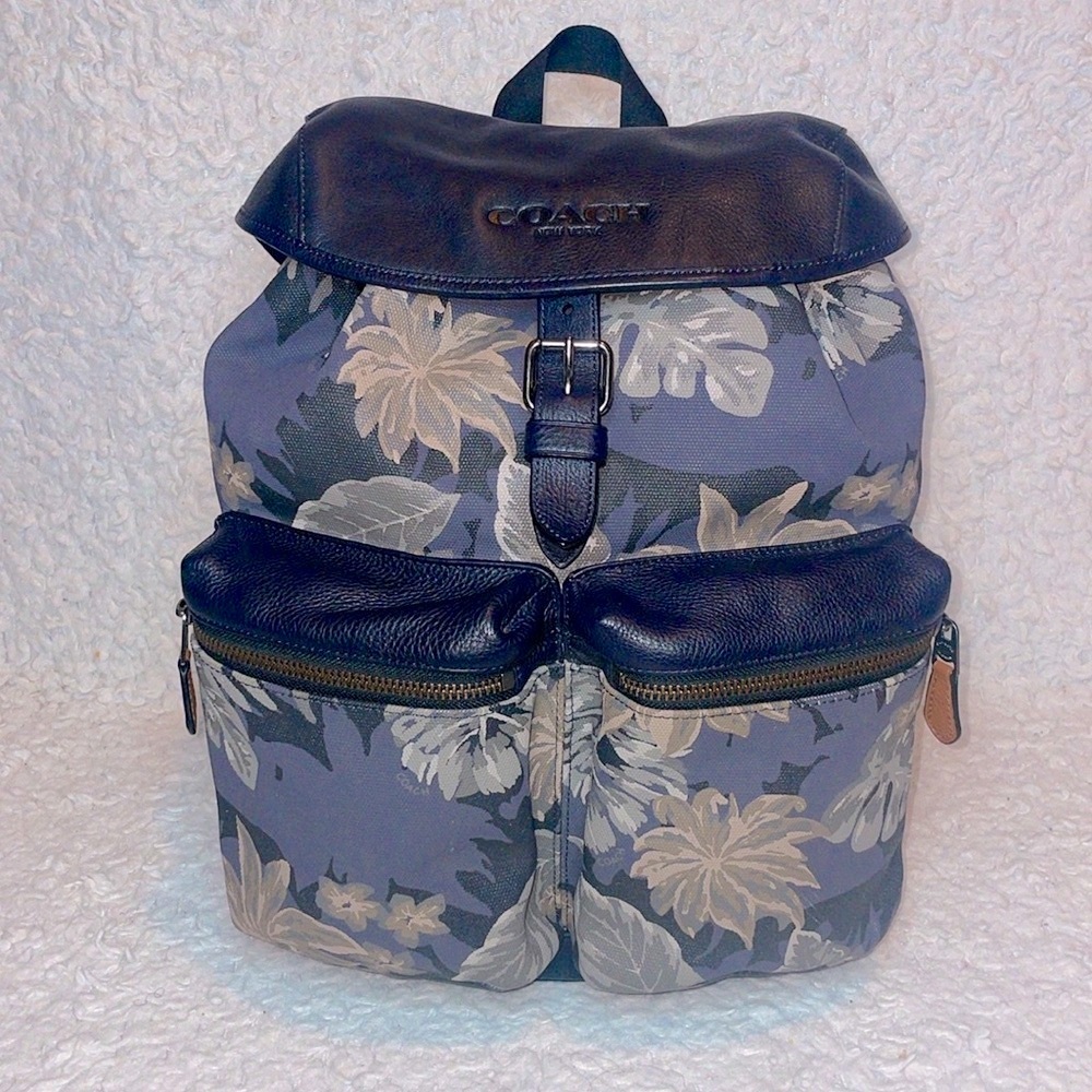 Coach Rare Hawaiian Palm Tropical Canvas Leather Unisex Rucksack Backpack F72083